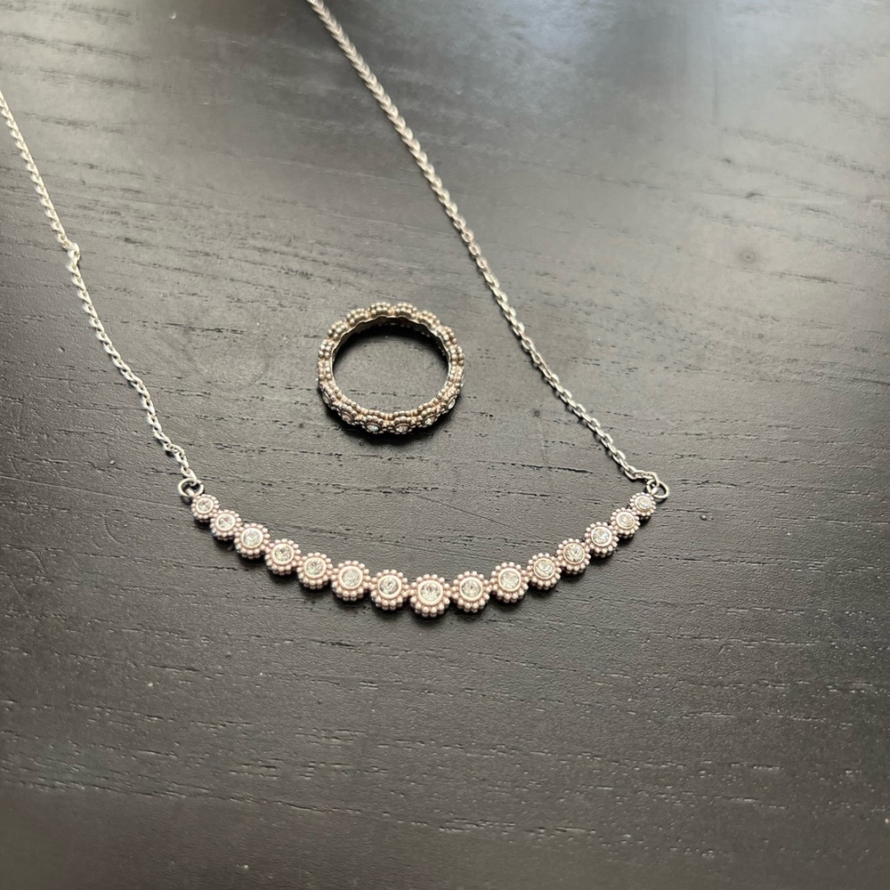 Brighton Twinkle Silver and White Necklace Set